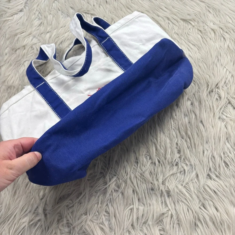 Unbranded Lobster Embroidered Canvas Tote Bag Blue White Coastal Preppy Nautical